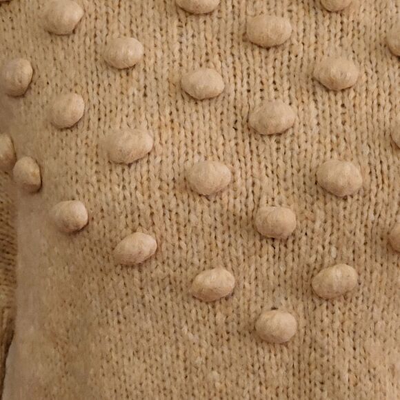 Madewell Placed Bobble Sweater, Cream Mock Neck Wool Blend Sweater, Sz S - Picture 6 of 13